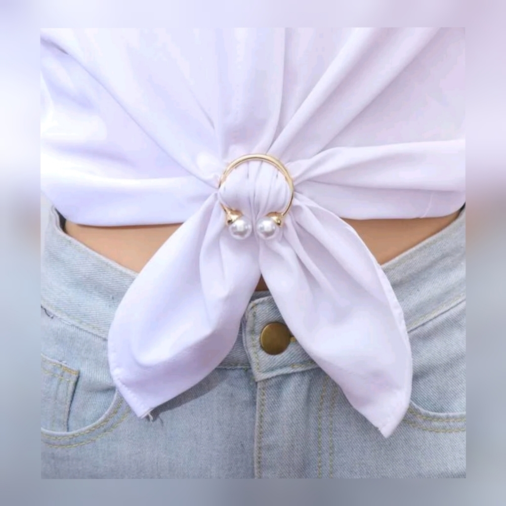 1pc Faux Pearl Decor Adjustment Buckle